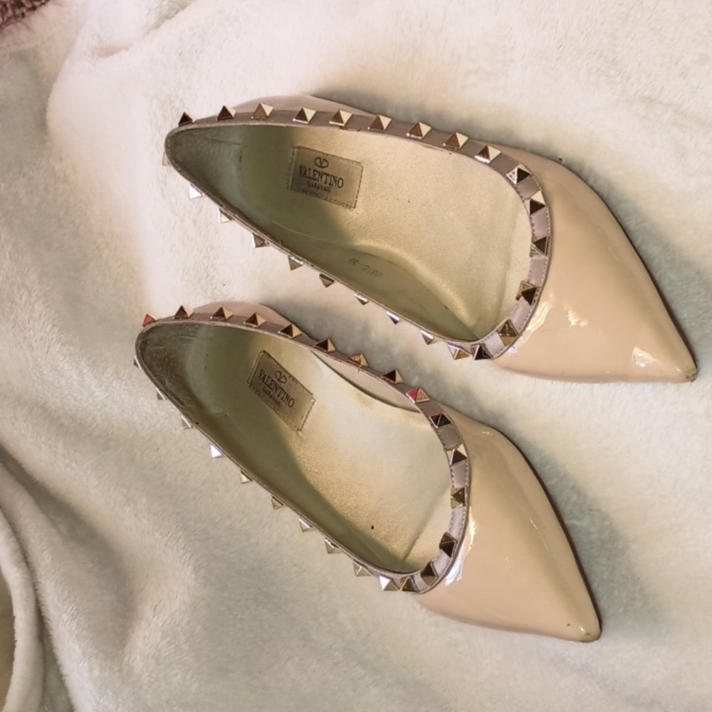 Valentino Garavani-PATENT ROCKSTUD BALLET FLAT